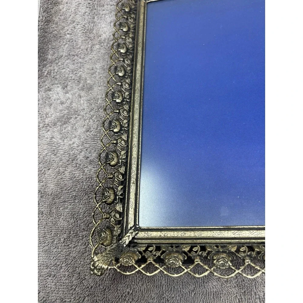Vintage Picture Frame Gold Rose Filigree Ornate Hollywood Regency Floral 8x10